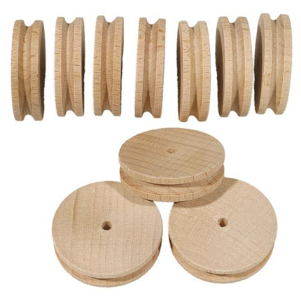 40mm Wooden Pulley Pack of 10